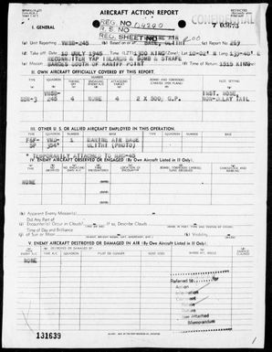 VMSB-245 - ACA Rep #269-Reconnaissance & bombing of targets in the Yap Area, Carolines on 7/10/45