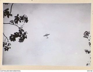 WEWAK AREA, NEW GUINEA, 1945-06-17. ONE OF THE BEAUFORT AIRCRAFT OF 71 WING RAAF BASED ON TADJI, AITAPE, WHICH TOOK PART IN THE ATTACK AGAINST HILL 2 TO PROVIDE SUPPORT FOR B COMPANY, 2/8 INFANTRY ..
