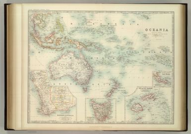 Oceania. (with) Western Australia. (with) Tasmania. (with) Viti or Fiji Islands. (with) Eastern Extremity of New Guinea. Keith Johnston's General Atlas. March 1912. Engraved, Printed, and Published by W. & A.K. Johnston, Limited, Edinburgh & London.