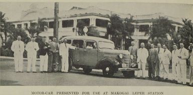 Motorcar presented for use at Makogai Leper Station, Fiji