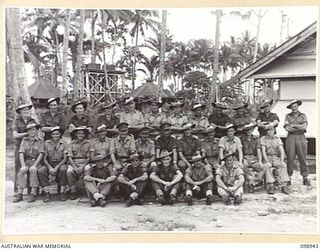 TOROKINA, BOUGAINVILLE, 1945-11-21. PERSONNEL OF THE RESERVE CRAFT SECTION, 42 LANDING CRAFT COMPANY. (FOR IDENTIFICATION OF 28 NAMED PERSONNEL REFER TO PROVISIONAL CAPTION OR NAME INDEX)