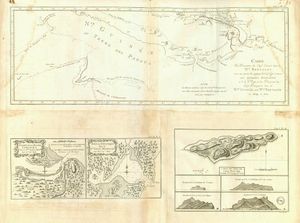 ["Carte des découvertes du Cap.ne Carteret dans la N.le Bretagne... ; Entrée de la riviere... , Baye de Botanique... ; Carte et vues de l'isle Pitcairn", "Carte des découvertes du Cap.ne Carteret dans la N.le Bretagne... ; Entrée de la riviere... , Baye de Botanique... ; Carte et vues de l'isle Pitcairn"]