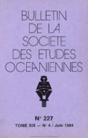 Bulletin de la Société des Études Océaniennes numéro 227