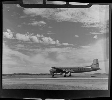 British Commonwealth Pacific Airlines DC6 aircraft at Nadi airport, Fiji