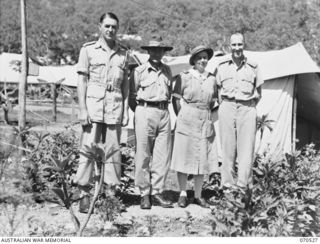 EGGY'S CORNER, PORT MORESBY, PAPUA, 1944-02-20. SX21586 LIEUTENANT COLONEL C.B. SANGSTER, OFFICER IN CHARGE, MEDICAL DIVISION, AUSTRALIAN ARMY MEDICAL CORPS (AAMC) (1); NX139073 COLONEL J. LEAH, ..