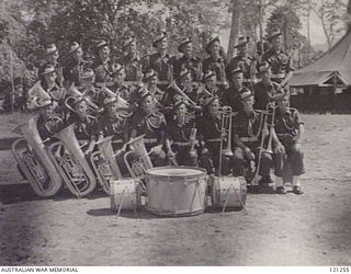 TOROKINA, SOUTH BOUGAINVILLE ISLAND, 1945-10-19. UNIDENTIFIED MEMBERS OF THE 29TH BRIGADE BAND. (PHOTOGRAPHER PTE P. SPIDEN)