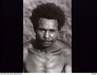 BUKAUA, NEW GUINEA. 1943-10-18. PORTRAIT OF ALAUN, A VOLUNTEER FOR THE AUSTRALIAN AND NEW GUINEA ADMINISTRATION UNIT LABOUR FORCE. REJECTED BECAUSE OF AGE