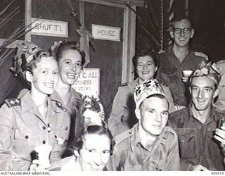 RABAUL, NEW BRITAIN, 1945-12-20. THE STAFF OF WARD 8, 118TH AUSTRALIAN GENERAL HOSPITAL IN A HAPPY MOOD DURING CHRISTMAS CELEBRATIONS