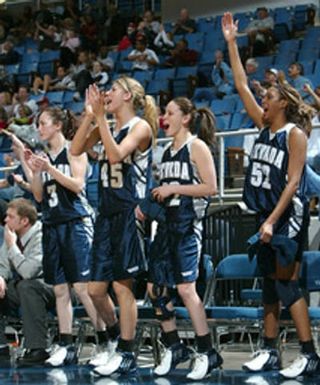 Women's basketball players celebrating, University of Nevada, 2005