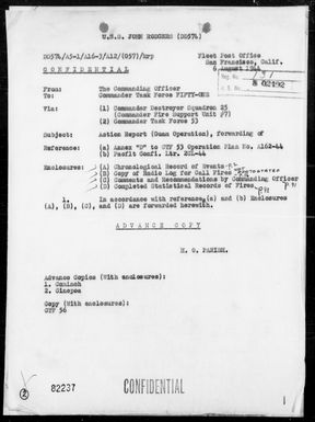 USS JOHN RODGERS - Report of Operations, 7/21/44 to 8/4/44 - Guam Island (Marianas) Operations