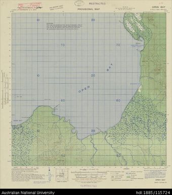 Papua New Guinea, New Britain, Open Bay, Provisional map, Sheet B56/2, 1943, 1:63 360