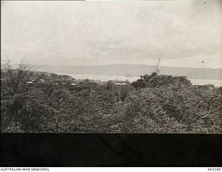 Rabaul, New Britain. c. 1916. A photograph taken from North Daughter looking down on Blanche Bay and showing Beehive Rock in the bay