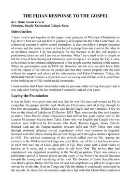50f Fijian Response - Wesley Historical Society Proceedings