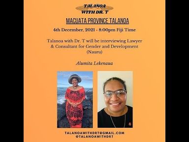 ALUMITA LEKENAUA & DR T - LAWYER & CONSULTANT FOR GENDER & DEVELOPMENT, NAURU (05/12/2021).