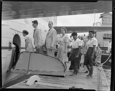 Tasman Empire Airways Ltd, courtesy flight, passengers, embarking, Suva, Fiji