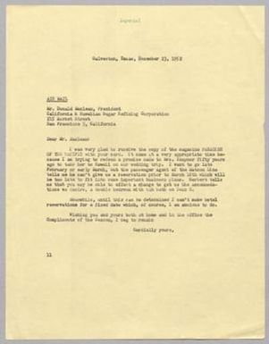 [Letter from I. H. Kempner to Donald Maclean, December 23, 1952]