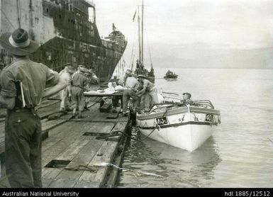 AHS Manunda - Embarking sick and wounded at Lae