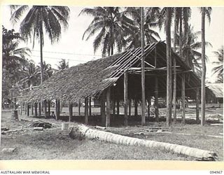 LAE AREA, NEW GUINEA. 1945-08-13. THE NEW BUSU ROAD CHAPEL IN THE INITIAL STAGES OF ITS ERECTION AT 19 LINES OF COMMUNICATION SIGNALS AREA