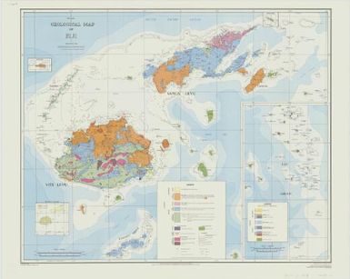 Provisional geological map of Fiji / drawn by the Geological Survey Department, Fiji ; prepared for colour printing by the Directorate of Overseas Surveys 1965 and printed by the Ordnance Survey ; cartography by R. F. Duberal