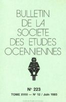 Bulletin de la Société des Études Océaniennes numéro 223