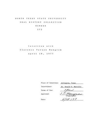 Oral History Interview with Clarence Vernon Mangrem, April 18, 1977