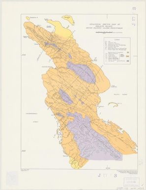 Geological sketch map of British Solomon Islands Protectorate / photographed by Directorate of Colonial Surveys and printed by G.S.G.S. 1956 from original drawings by Dept. of Geology and Geophysics, University of Sydney