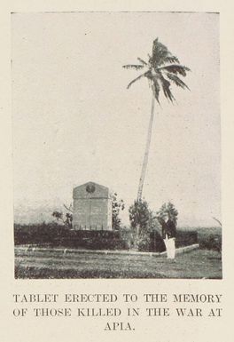 Tablet erected to the memory of those killed in the war at Apia