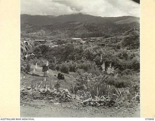 WAU - LAE ROAD, NEW GUINEA, 1944-02-20. THE REMAINS OF A CIVILIAN POWER-HOUSE VIEWED FROM THE ROAD APPROXIMATELY 5 MILES FROM WAU ON THE NORTH SIDE OF THE BULOLO RIVER. COMMANDOS DESTROYED THE ..