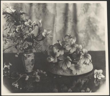 Frangipanni in a flat bowl, Rabaul, New Guinea, ca. 1929 / Sarah Chinnery