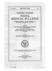 United States Naval Medical Bulletin Vol. 27, Nos. 1-4, 1929