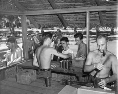 Sailors Being Served Beer and Soft Drinks at Camp Dealey