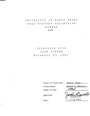 Oral History Interview with John Cowden, November 27, 1991
