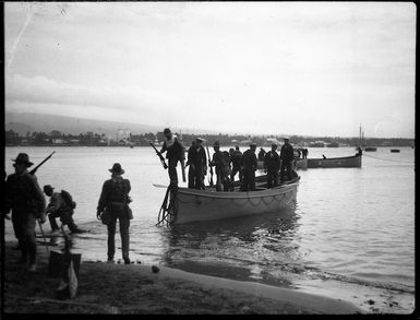 New Zealand troops landing in Samoa