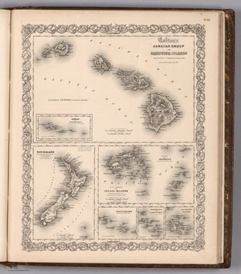 Colton's Hawaiian Group or Sandwich Islands. New Zealand. Feejee Islands. Samoan or Navigation Is. Tonga or Friendly Is. Society Islands. Marquesas or Washington Is. Galapagos Islands.