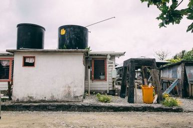 Water tanks on rooftop, Fakaofo, Tokelau