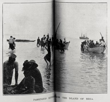 Passengers returning to the S S Waikare from Bega Island, Fiji