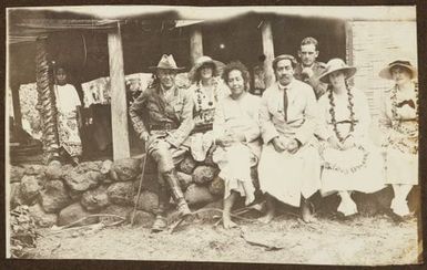 Group outside a fale (house). From the album: Samoa