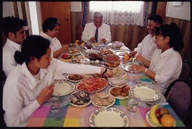 A formal family lunch on White Sunday