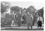 Sir Paul Reeves and the King of Tonga entering marae.