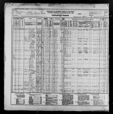 1940 Census Population Schedules - Hawaii - Honolulu County - ED 2-165