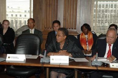 [Assignment: 48-DPA-02-26-08_SOI_K_Insular] Interagency Group on Insular Areas (IGIA) meeting at Main Interior, with Secretary Dirk Kempthorne, [Deputy Chief of Staff Doug Domenech, Acting Deputy Assistant Secretary for Insular Affairs Nikolao Pula, and other Interior officials joining Governors and Congressional representatives of U.S. island territories] [48-DPA-02-26-08_SOI_K_Insular_IOD_1191.JPG]