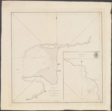 Puerto de Apra on the island Guahan vulgo Guam / by Antonio Rodrigues, 1733, from a Spanish M S. ; W. Harrison, sc