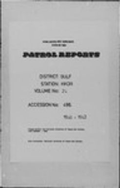 Patrol Reports. Gulf District, Kikori, 1940-1941