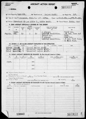 VMBF-231 - ACA Reps Nos 197-206 – Air opers against the Marshall Islands, 12/7-31/44