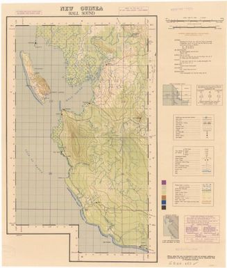 Hall Sound / compilation and detail, 2/1 Aust. Army Topo. Svy. Coy., Aust. Svy. Corps., with aid of air photos and field observations ; drawing, 2/1 Aust. Army Topo. Svy. Coy. & LHQ Cartographic Coy., Aust. Svy. Corps., Oct. 44 ; reproduction, LHQ Cartographic Coy., Aust. Svy. Corps., Apr. 45