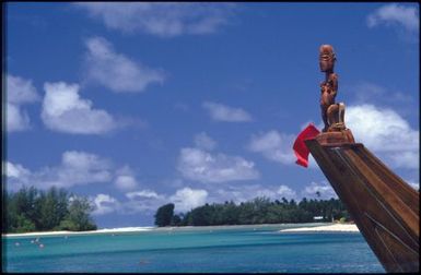 Bow of boat, blue sky and sea