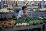 French Polynesia, market vendor in Papeete