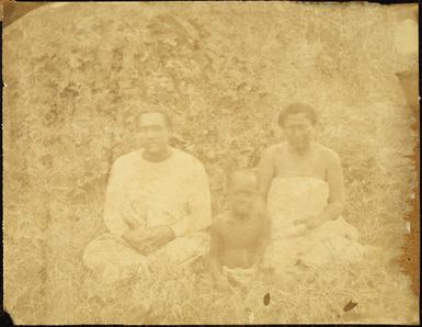 Maafu, his wife and child, Fiji, 1861