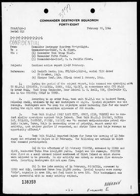 COMDESRON 48 - Rep of bombardments of Marshall Islands, 2/13-18/44