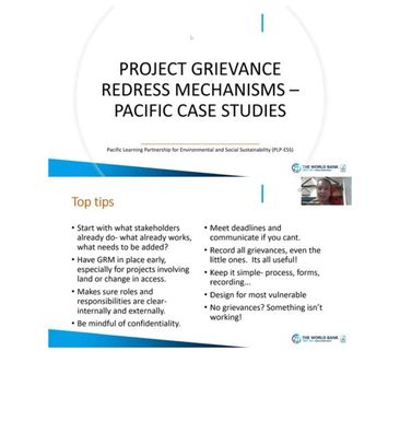 PLP-ESS Module 23: Grievance Redress Mechanism - A Pacific case study